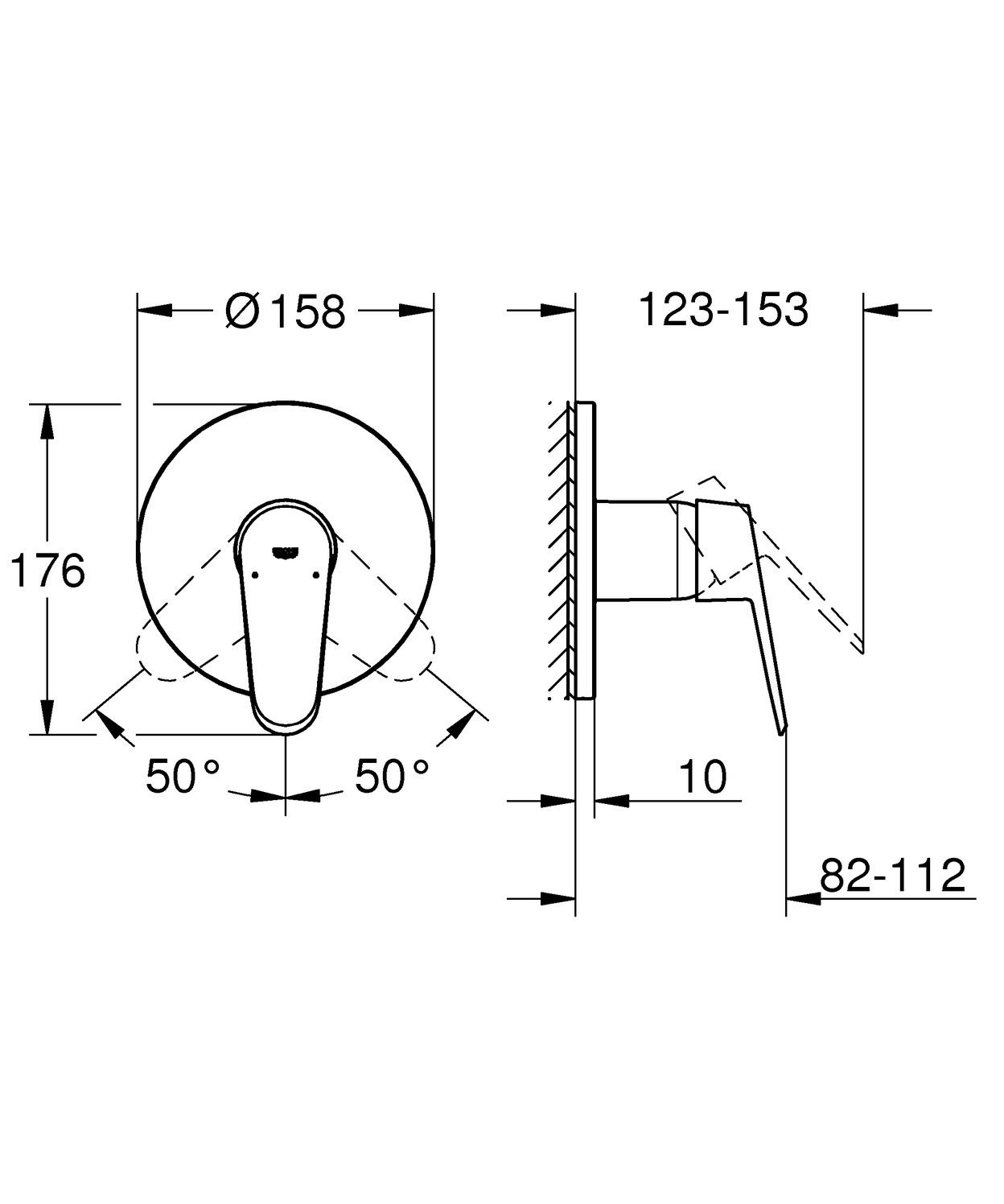 Grohe Brausebatterie Eurodisc C Fertigmontageset verchromt 24055002 für Rapido SmartBox - Bild 2