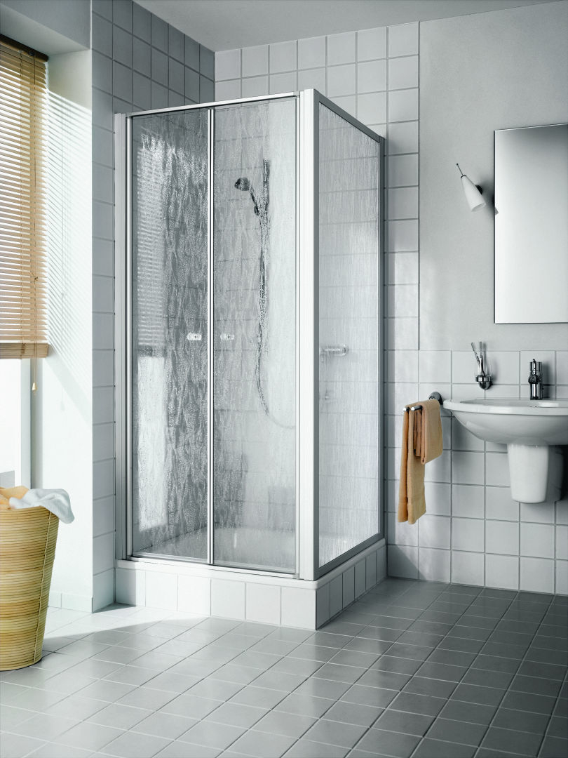Kermi Nova 2000 Pendeltür 2tlg. 900x1850mm Silber Mattglanz, Kunststoffglas Fontana