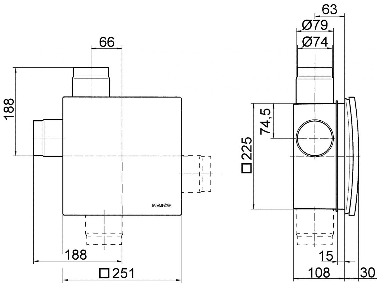 Maico Ventilatoreinsatz ER 100 VZ 15, Verzögerungszeit 15 min, Abdeckung und Filter 0084.0140 - Bild 2
