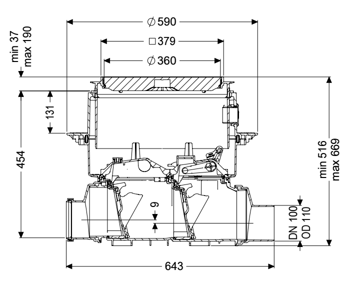 KESSEL Rückstauverschluss Staufix SWA DN100, Einbau Bodenplatte, schwarz 73100.10S - Bild 2