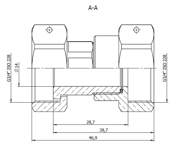 Deltamess Doppelverschraubung für ZH-Montage mit beidseitigem G3/4 IG Überwurf 10668 - Bild 3