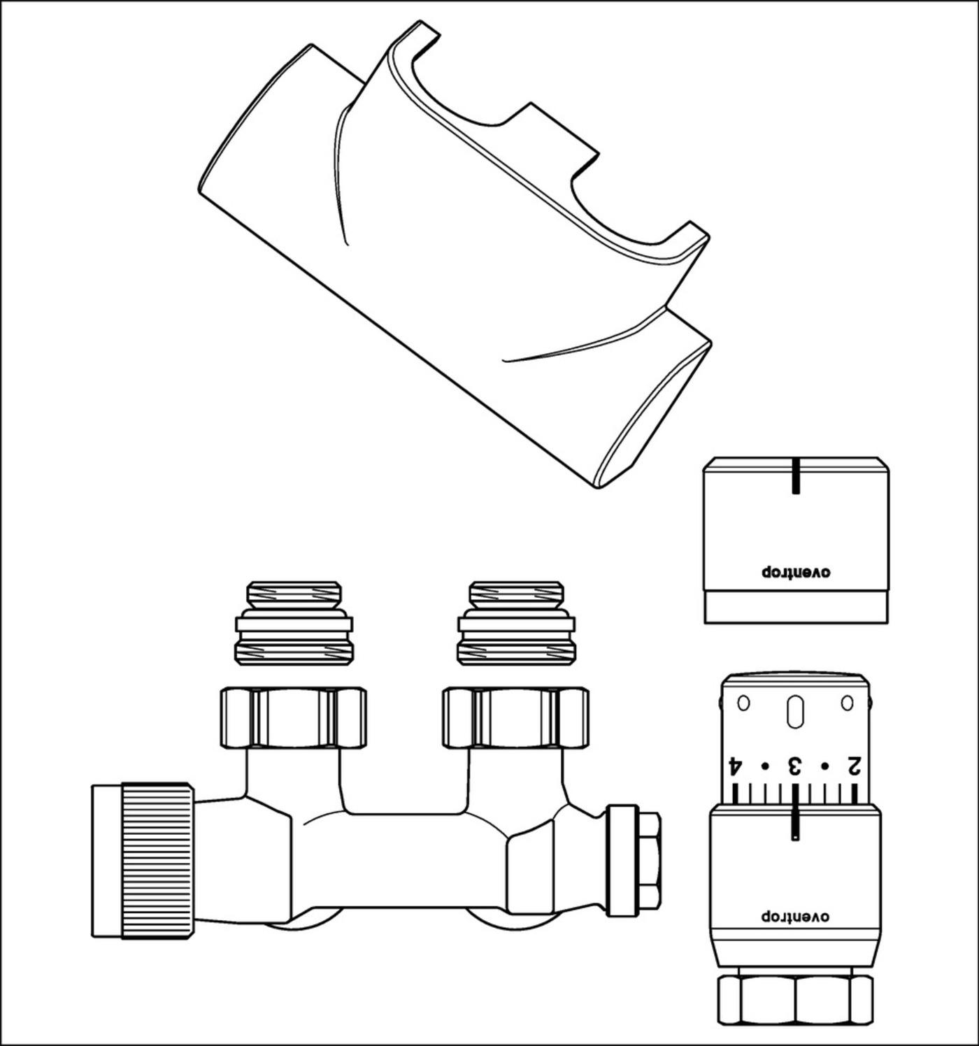 Oventrop Anschluss-Set für Badheizkörper Multiblock T/Uni SH 1/2'' Eckform weiß 1184184 - Bild 2