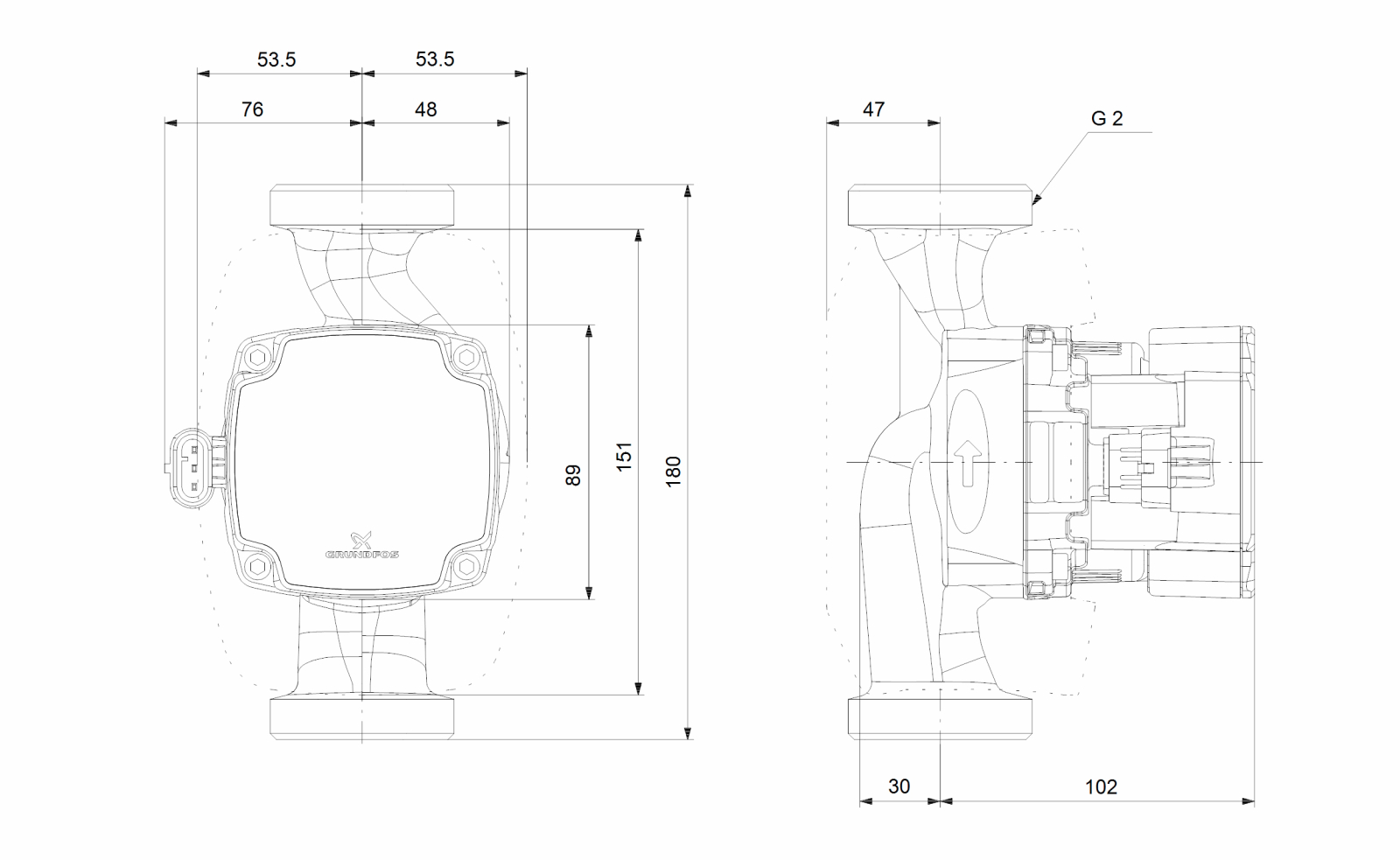 GRUNDFOS Hocheffizienz Umwälzpumpe ALPHA1 GO 32-40, 180mm, 220-240V 9H DB0