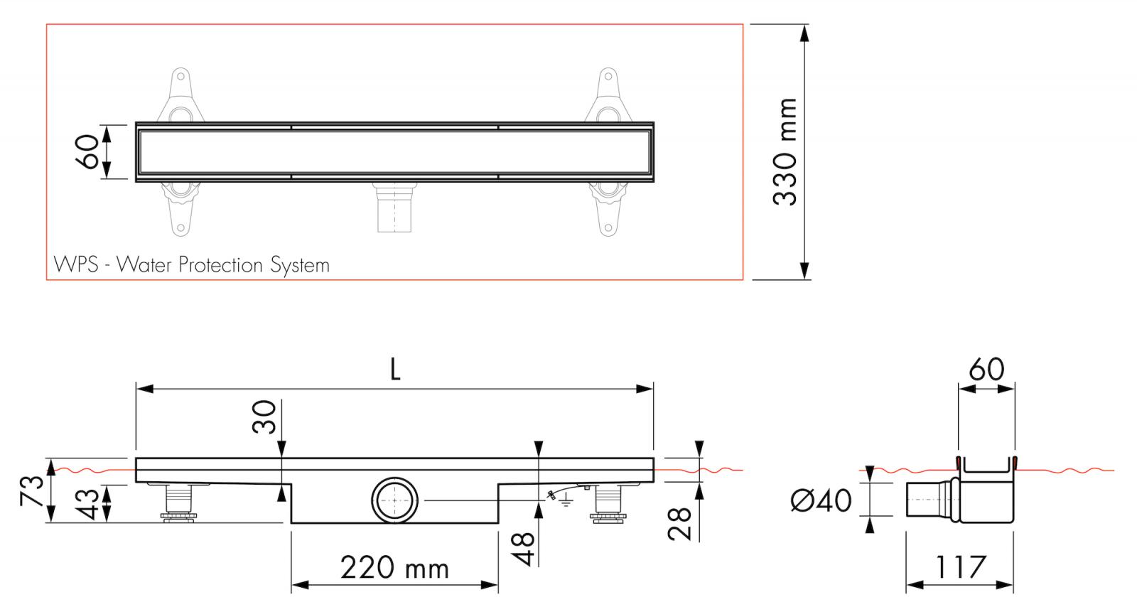ESS Duschrinne Easy Drain Compact 30 FF 600 mm Edelstahl mit Fliesenmulde EDCOMTFF 600-30 - Bild 4