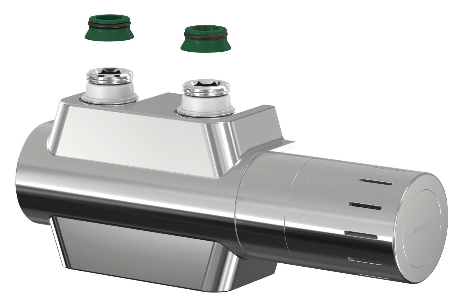 Simplex Ventilhahnblock VARIODESIGN F12161 mit Thermostatkopf TC-D1 und Blende, verchromt - Bild 1