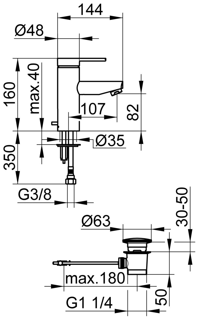 Keuco Plan blue Waschtischmischer mit Zugstangen-Ablaufgarnitur chrom 53902010000 - Bild 2