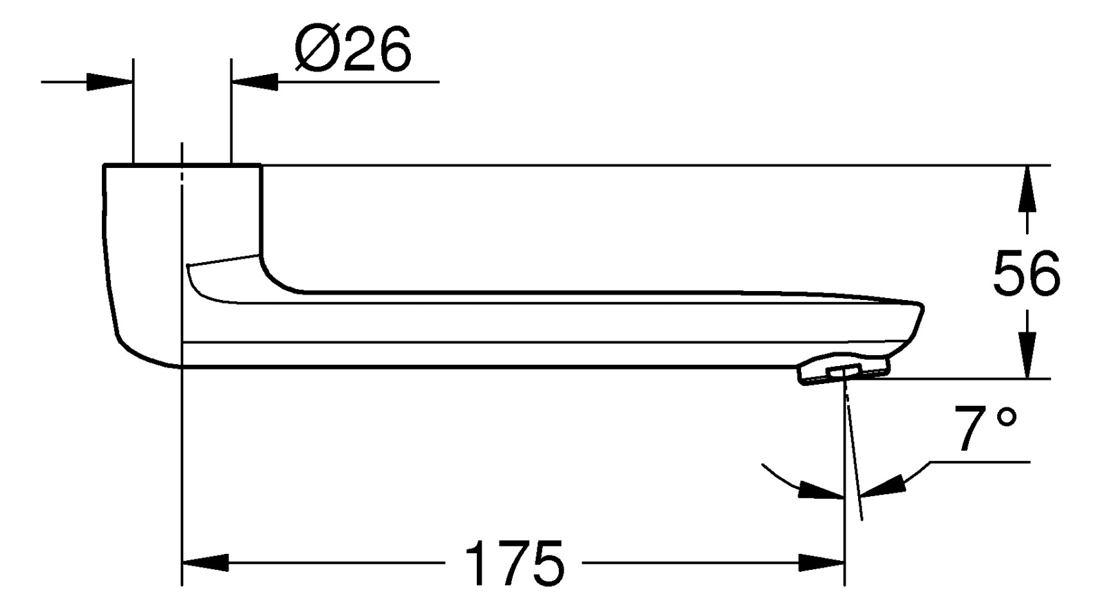 GROHE Gussauslauf 13380 chrom Ausladung 175 mm