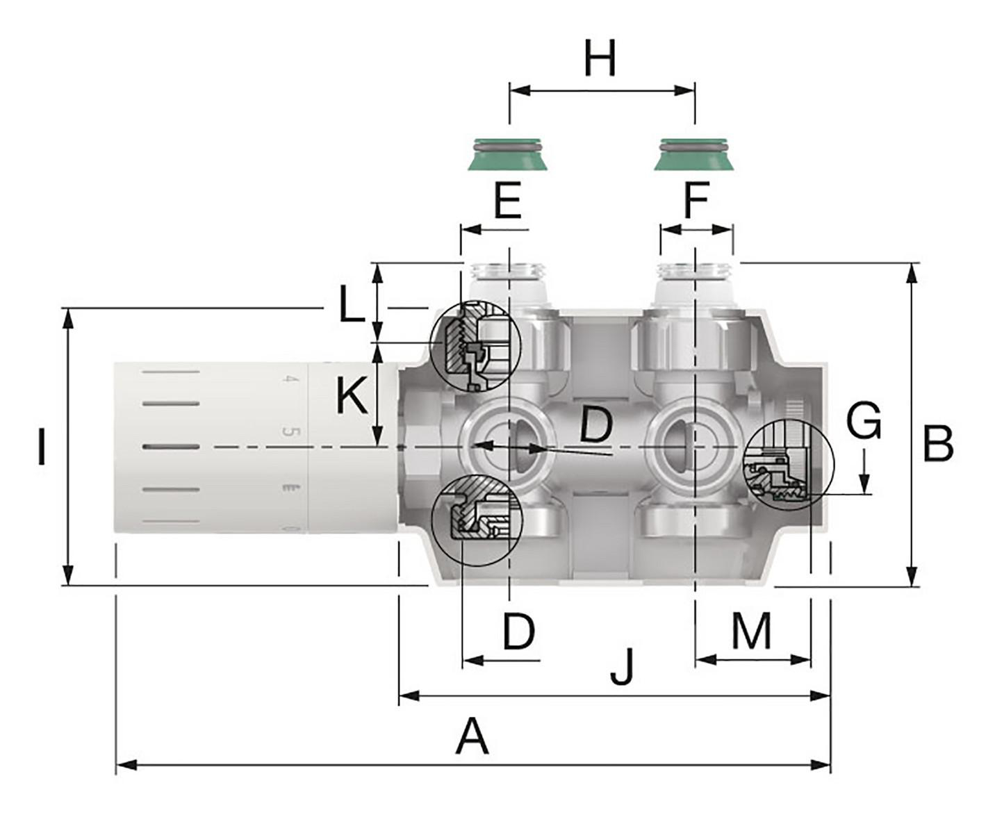 Ventilhahnblock Simplex VARIODESIGN F12161 mit Thermostatkopf TC-D1 und Blende, schwarz matt - Bild 2