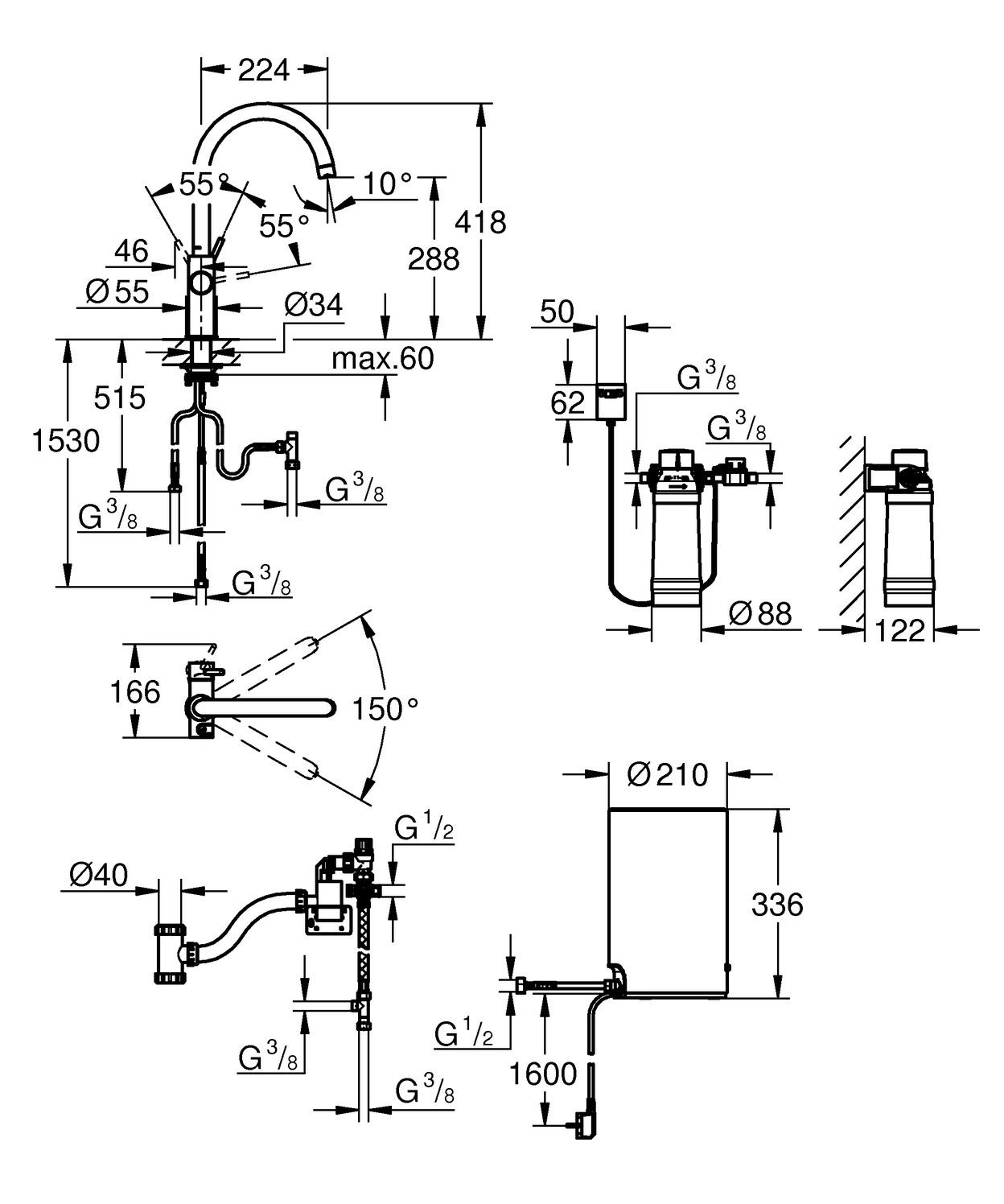 GROHE Küchenarmatur und Boiler Red Duo M-Size C-Auslauf supersteel 30083DC1 - Bild 5