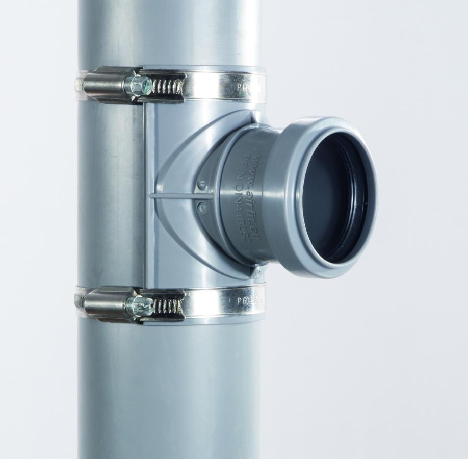 Airfit Sattel-Abzweig DN 100 x 90 mit Dichtring und 2 Edelstahl-Befestigungsschellen 28119SA - Bild 4