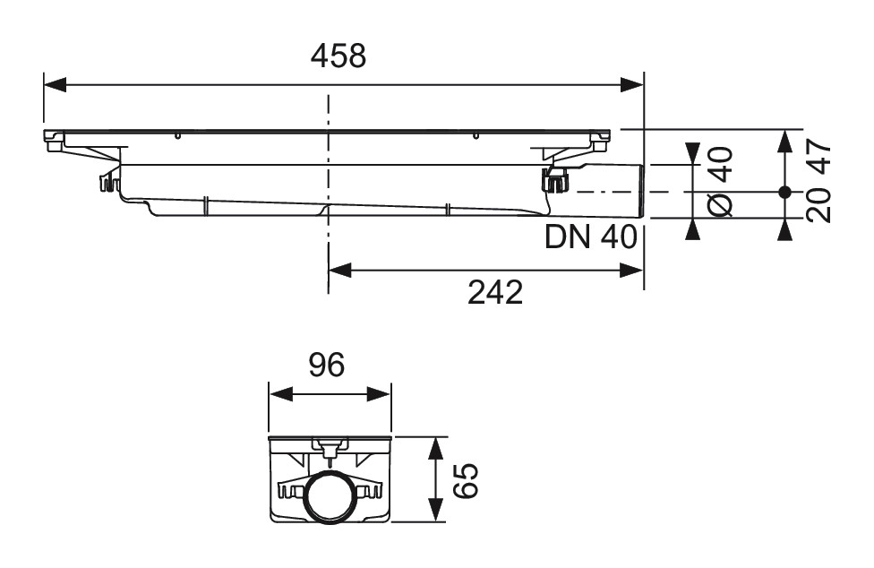 TECEdrainprofile Ablauf DN 40 flach, Auslauf seitlich mit Dichtmanschette Seal-System 673001 - Bild 4