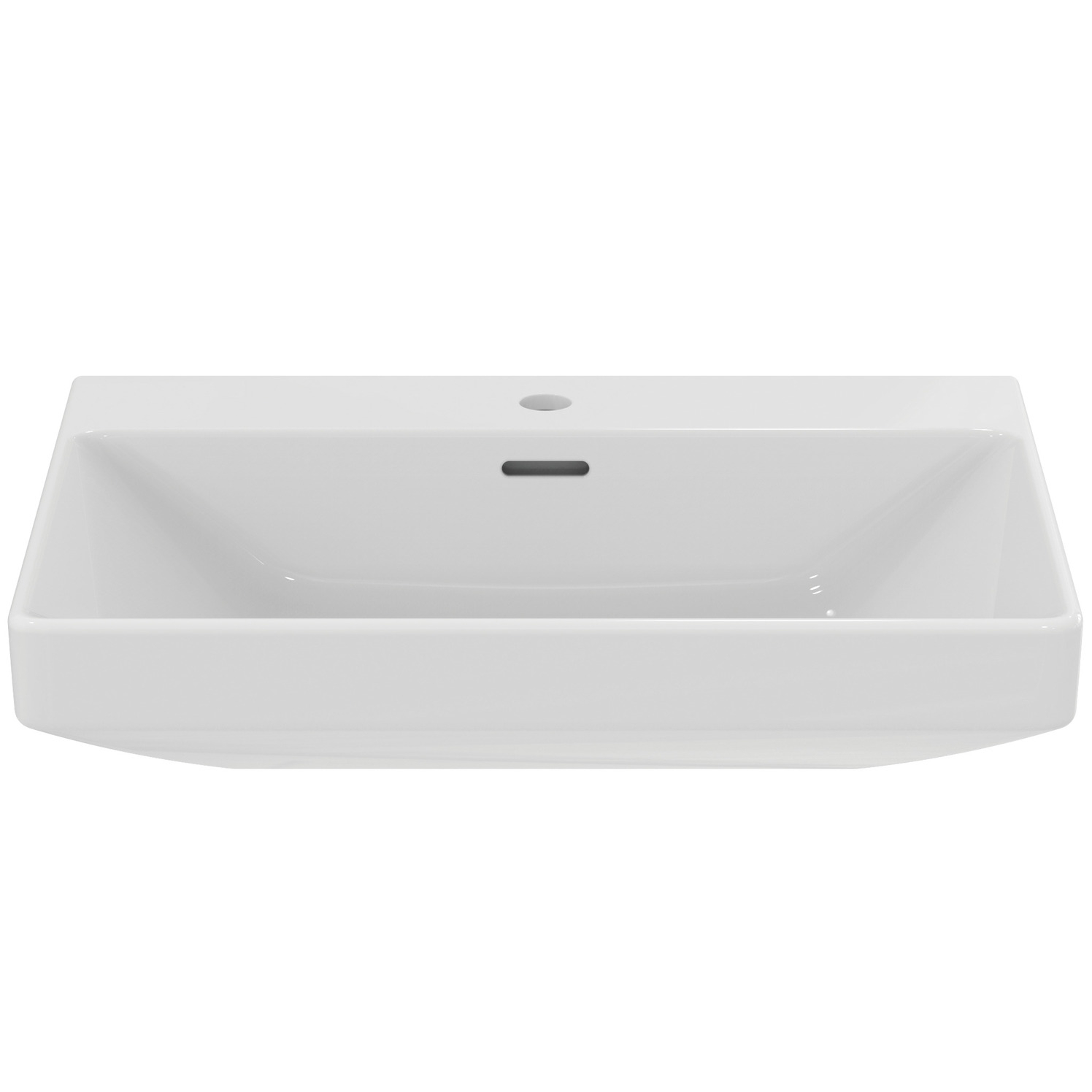 VIGOUR Waschtisch derby V3 edge 65x48cm PflegetectPlus weiss mit Hahnloch und Überlauf