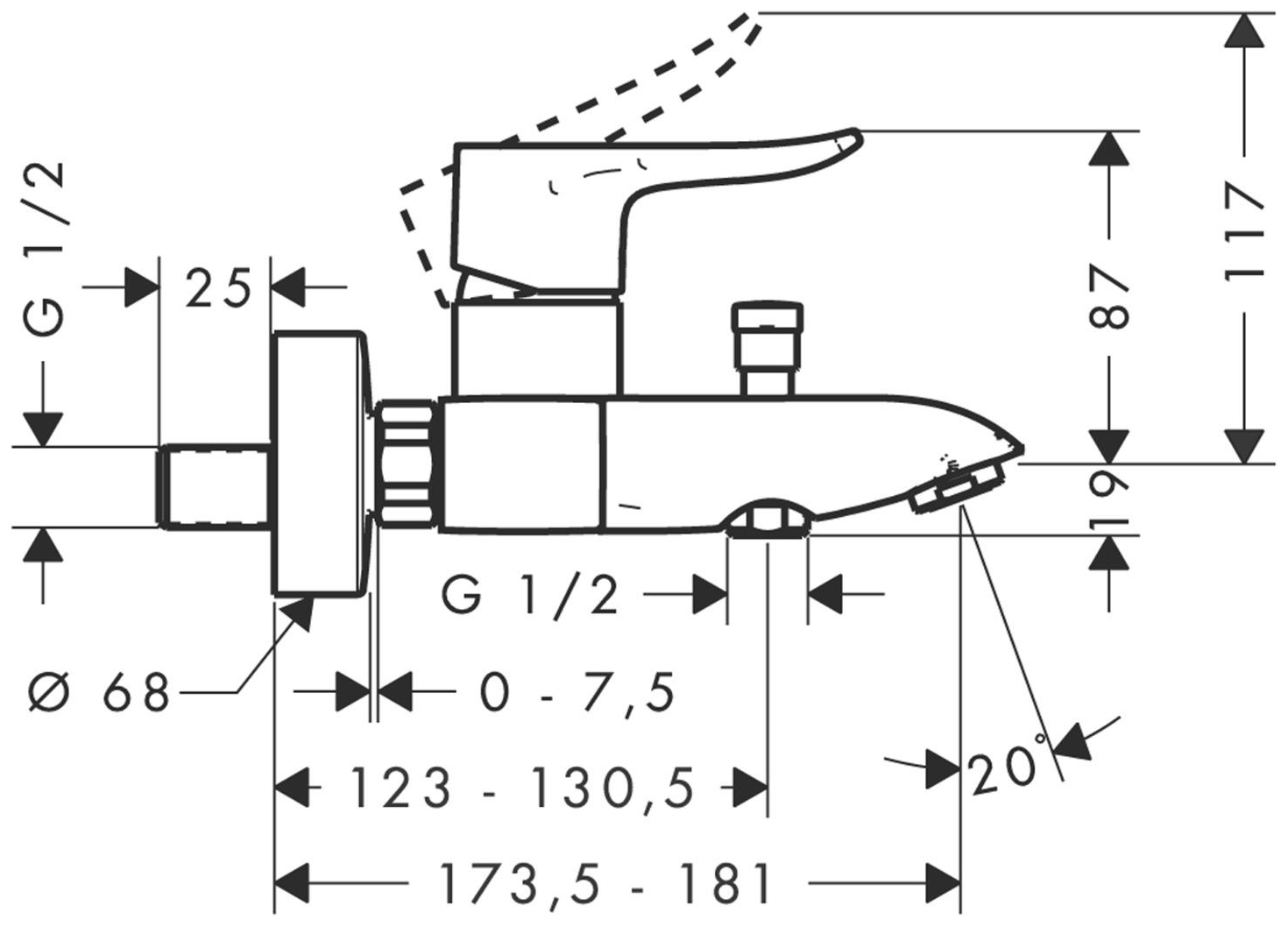 Hansgrohe Metris Wannenmischer Aufputz DN15 chrom 31480000 - Bild 2