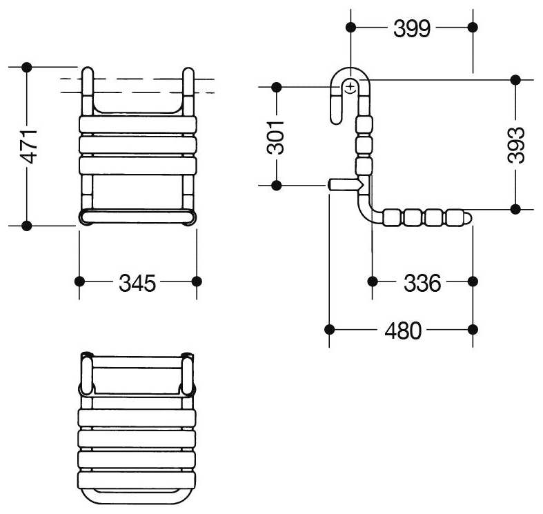 HEWI Serie 801 Einhängesitz B 345 mm x T 480 mm reinweiß 801.51.100.99 - Bild 2