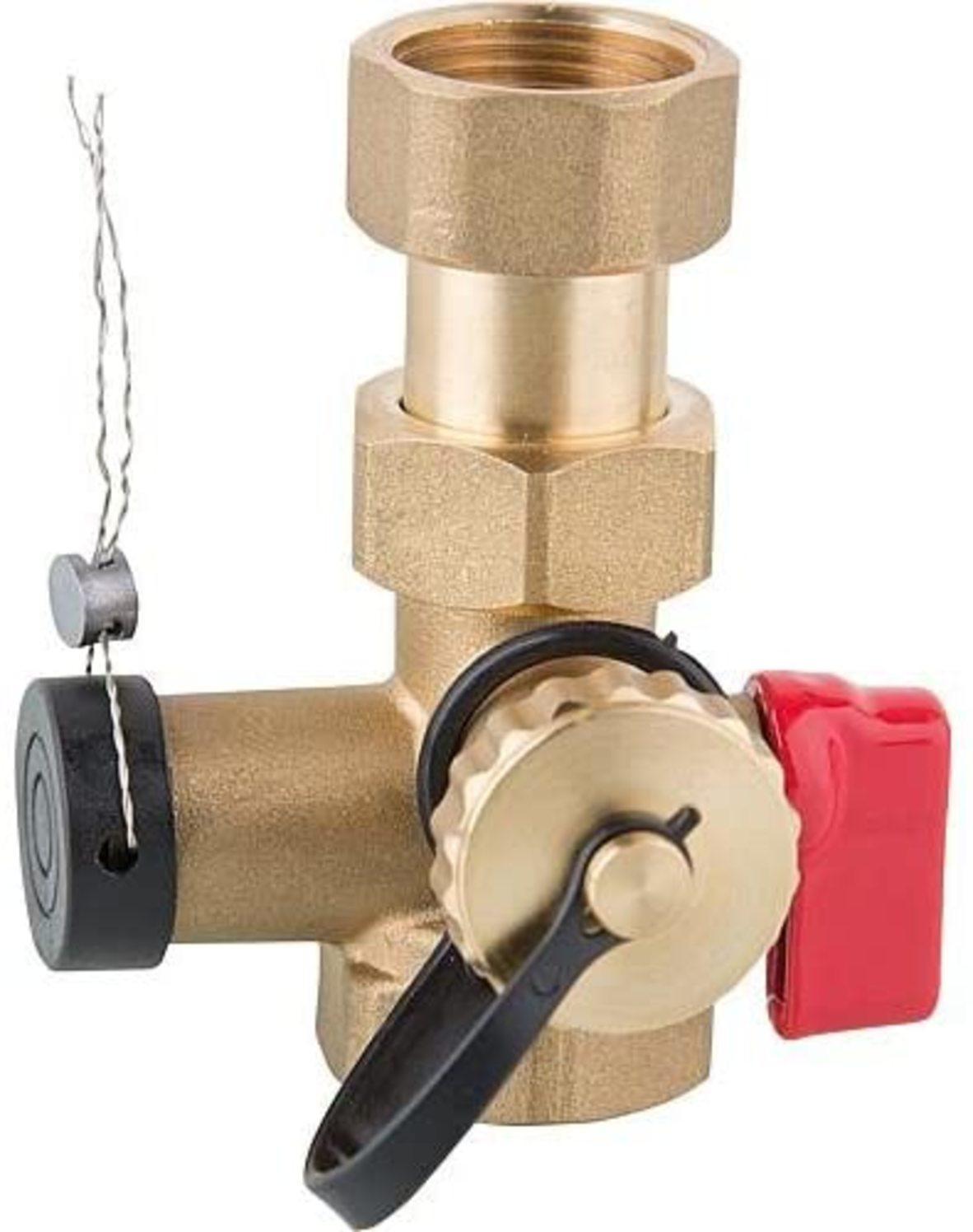 Kappenventil 1'' x 1'' Messing mit KFE-Hahn und Plombenvorrichtung - Bild 1