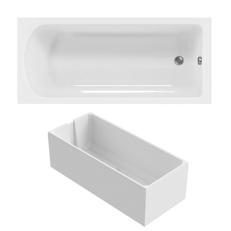 Badewanne 180x80 cm Körperform aus Sanitär-Acryl weiß inklusive Styropor-Wannenträger - Bild 1
