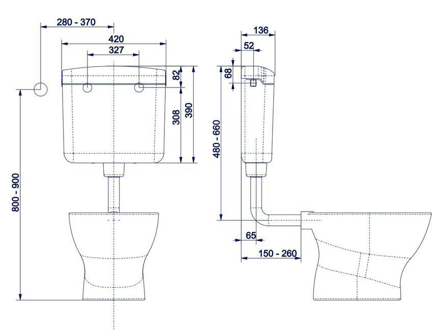 Pagette Spülkasten ecoPlus 6-9 Liter Aufputz 2-Mengen schwitzwassergedämmt weiß 7.9519-0102 - Bild 3