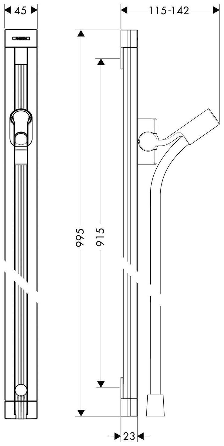 Hansgrohe Brausenstange Raindance Unica S 900mm verchromt 27636000 - Bild 2