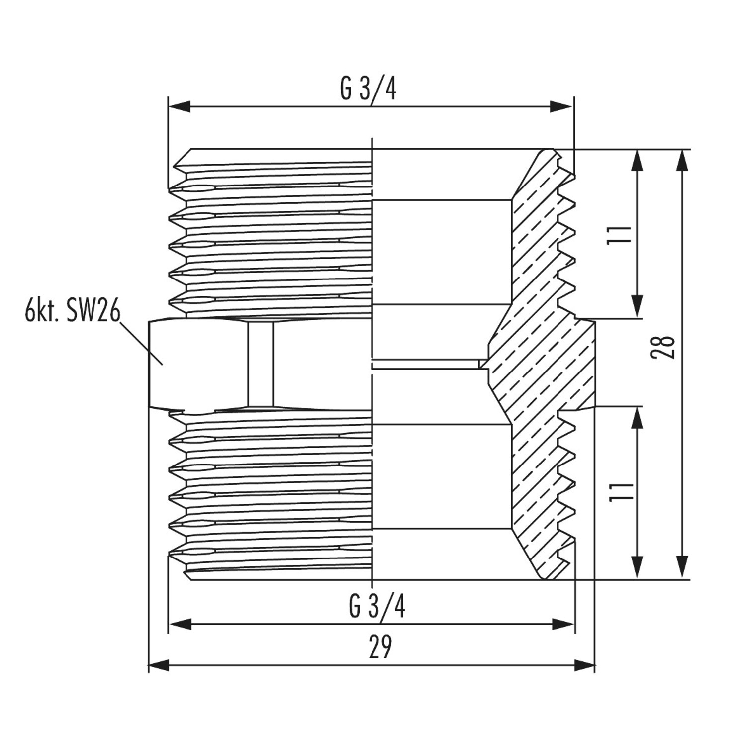 Hummel MKV-Kupplungsnippel G 3/4 x G 3/4 Eurokonus, Messing blank, für Trinkwasser 2253343400 - Bild 2