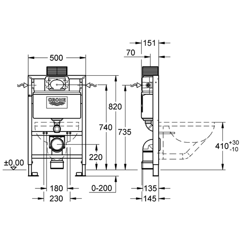 Grohe Rapid SL Spülkasten WC Element 6-9l BH 0,82m 38526000
