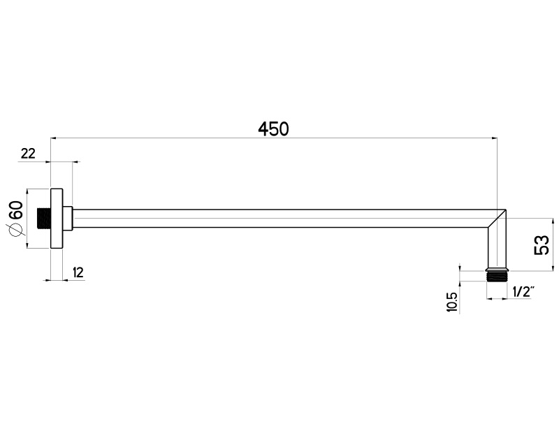 Nikles Style Brausearm 450 mm verchromt
