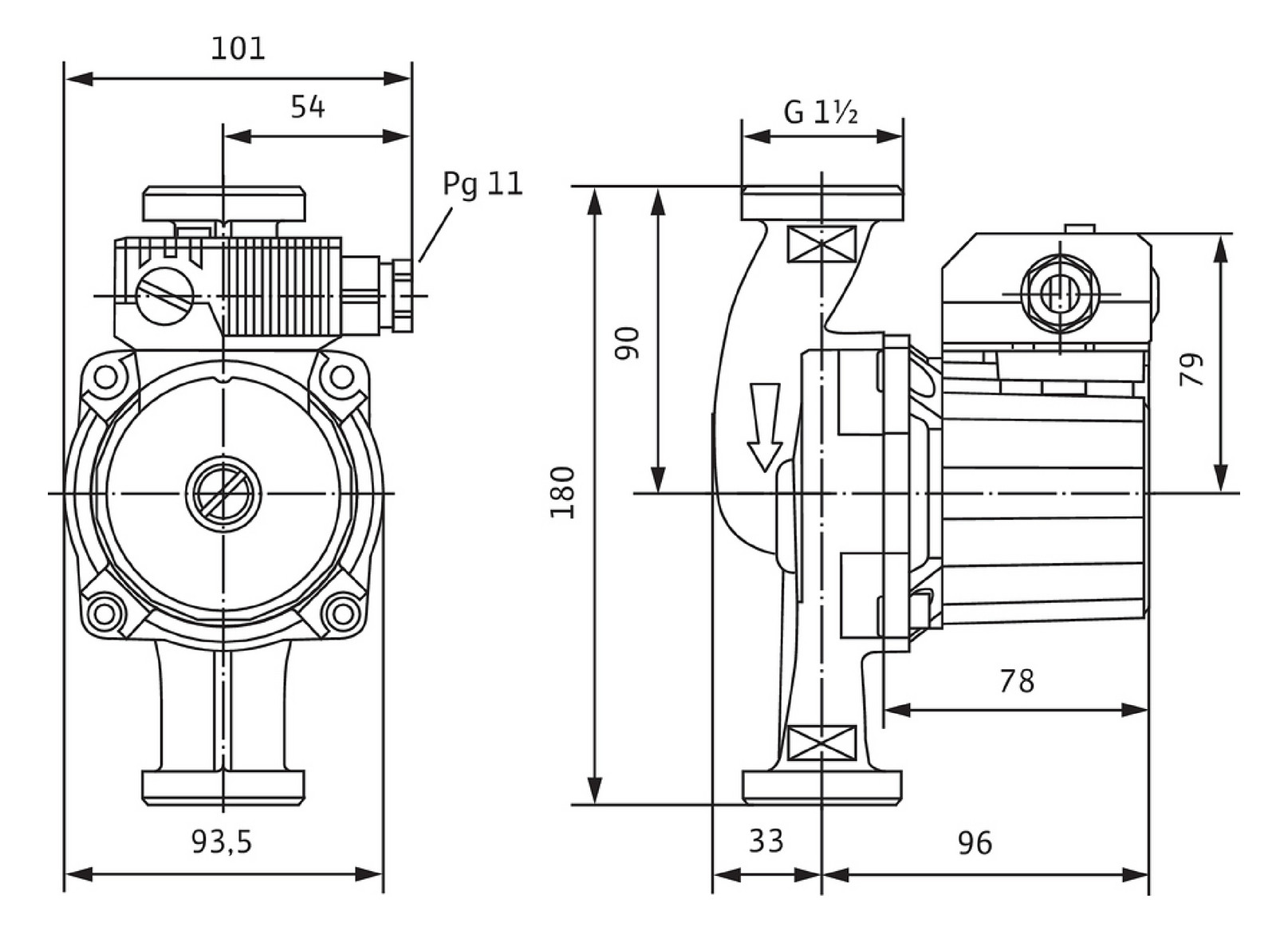 Wilo Star-Z 25/6-3 Nassläufer-Standardpumpe 1'' BL 180 mm 4047573 - Bild 2