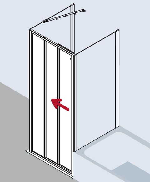 Kermi Ibiza 2000 Gleittür mit Festfeld ST3 750 x 1850 mm ESG klar silber mattglanz I2ST3075181AK - Bild 2
