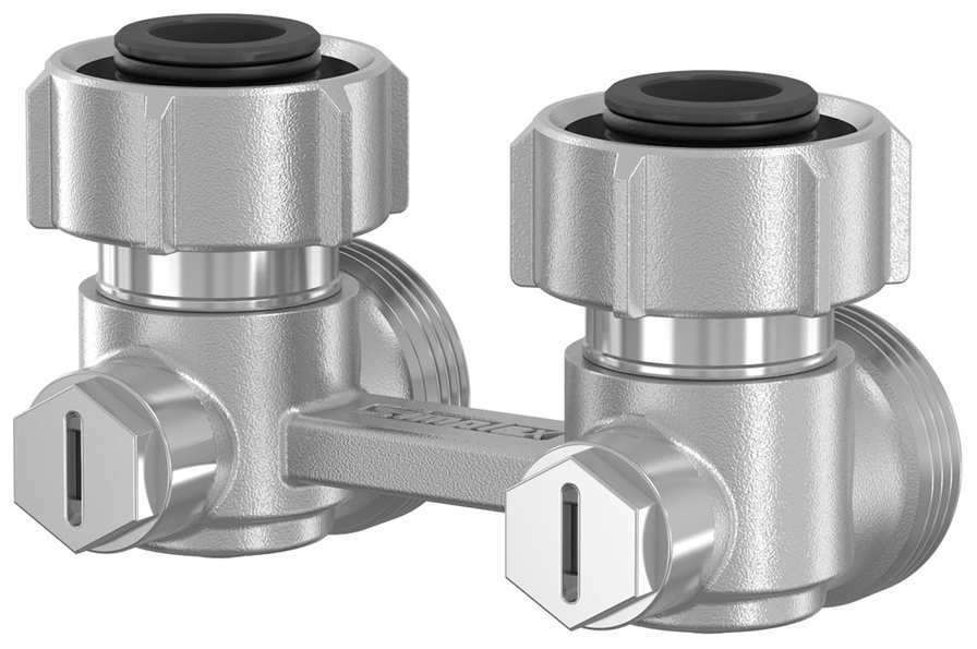 Logafix Hahnblock ECK 3/4'' x 3/4'' AG absperrbar, ohne Voreinstellung, Eckform - Bild 1