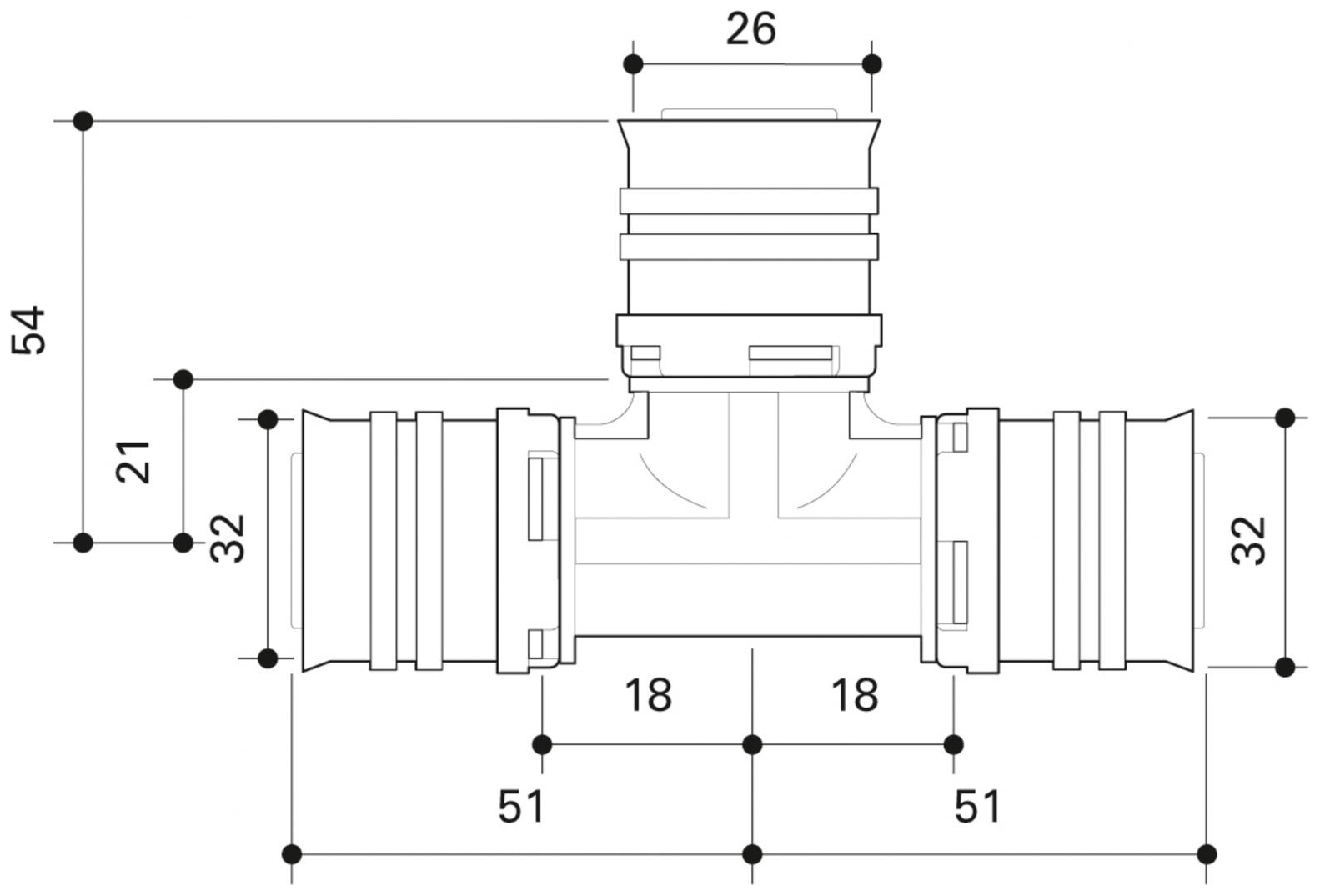 CONEL Connect MV2 T-Stück 32x26x32 mm CCMVT322632N - Bild 2