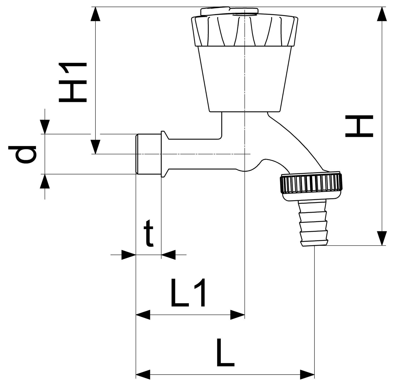 Auslaufventil Wasser-Safe 1930 1/2'' verchromt mit Schlauchverschraubung - Bild 2