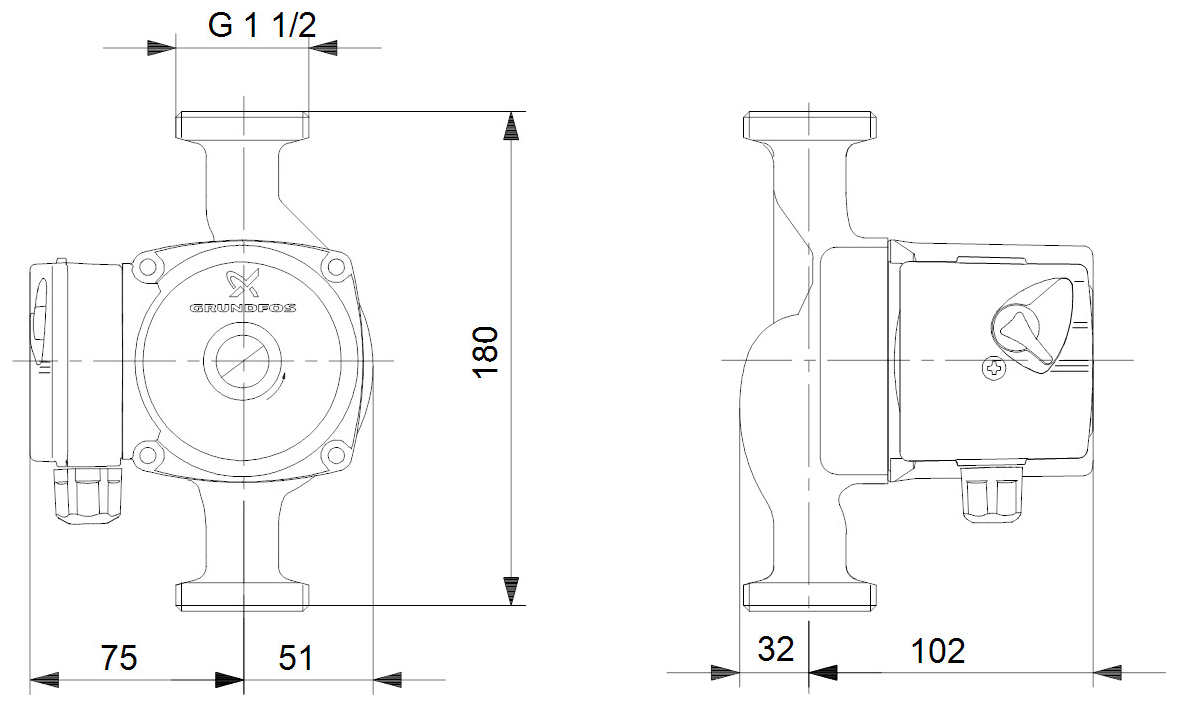 GRUNDFOS Zirkulationspumpe UPS 25-40 N 180mm, Edelstahl, 1x230V G 1 1/2, 96913060 - Bild 2