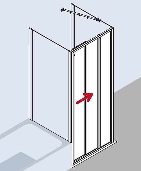 Kermi Ibiza 2000 Gleittür mit Festfeld ST3 750 x 1850 mm ESG klar silber mattglanz I2ST3075181AK - Bild 1