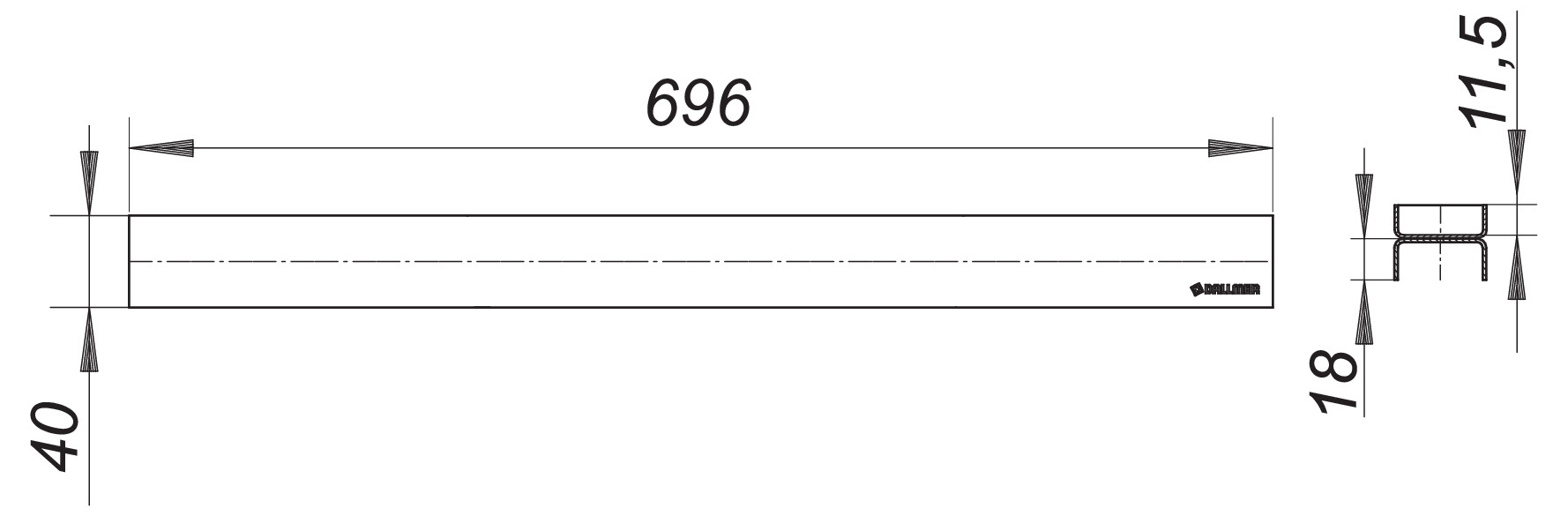 Dallmer Abdeckung CeraLine Individuell 700 mm aus Edelstahl 520739 - Bild 2