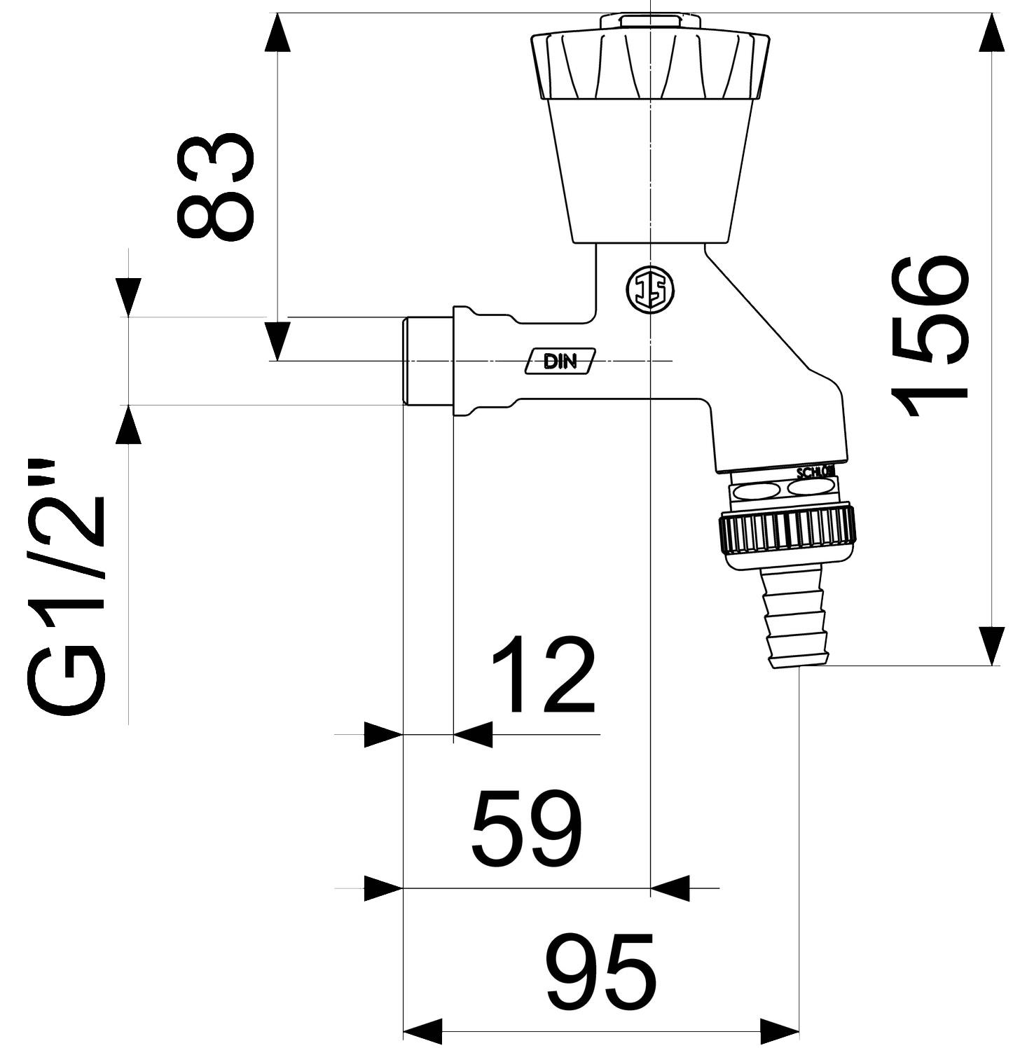 Auslaufventil Wasser-Safe 1950 1/2'' matt-verchromt mit Belüfter und Rückflussverhinderer - Bild 2