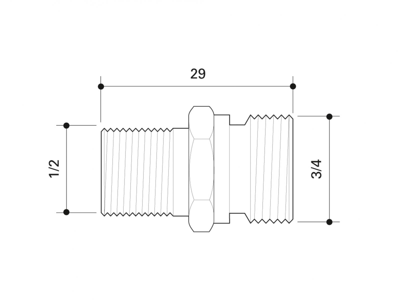 Fränkische Anschlusskupplung FF-therm MH FTUK 1/2'' AG x 3/4'' AG/18, 72800712 - Bild 2