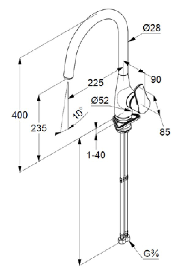 VIGOUR Einhand-ND-Spültischbatterie derby mit U-Auslauf schwenkbar chrom - Bild 3