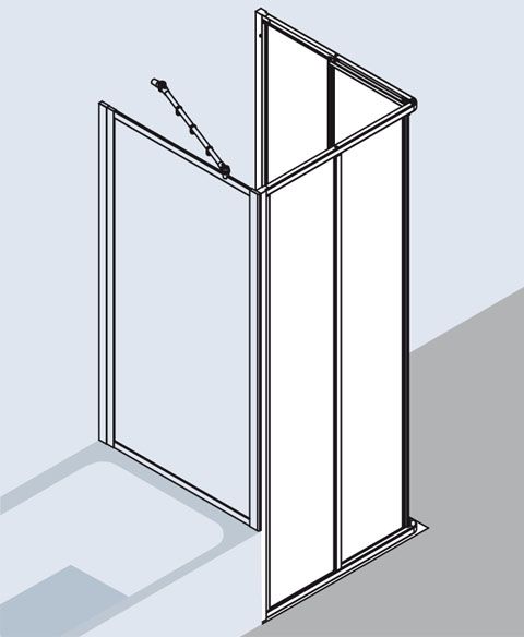 Kermi Nova 2000 Eckeinstieg-Halbteil ED2 900x1850 mm, Kerolan Fontana hell, Profil silber mattglanz - Bild 4