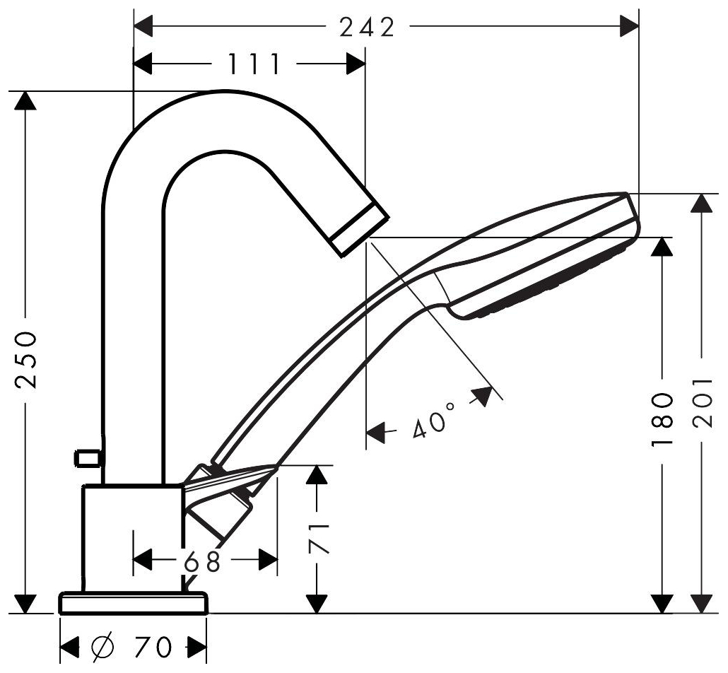 Hansgrohe Logis 3-Loch Wannenrandmischer Fertigset chrom 71310000 - Bild 2