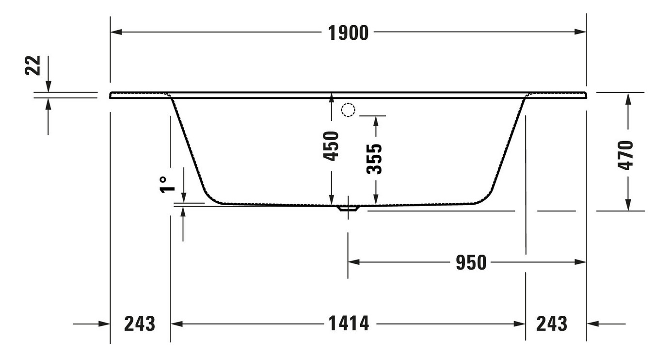 Sechseck-Badewanne 190x90 cm aus Sanitär-Acryl weiß inklusive Styropor-Wannenträger - Bild 3