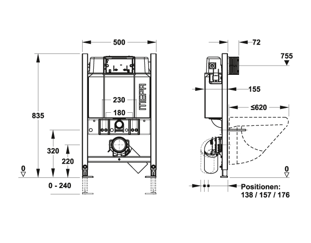MEPA nextVIT WC-Element Spülkasten B31, Bauhöhe 85 cm, inklusive Wandwinkel 511105 - Bild 2