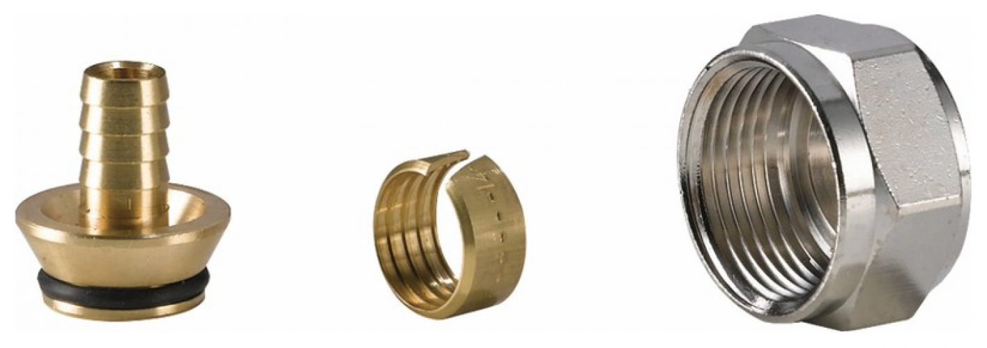 EMPUR Klemmverschraubung (Eurokonus) für Rohr 17x2,0 mm vernickelt 421701, für Edelstahl-Verteiler - Bild 1