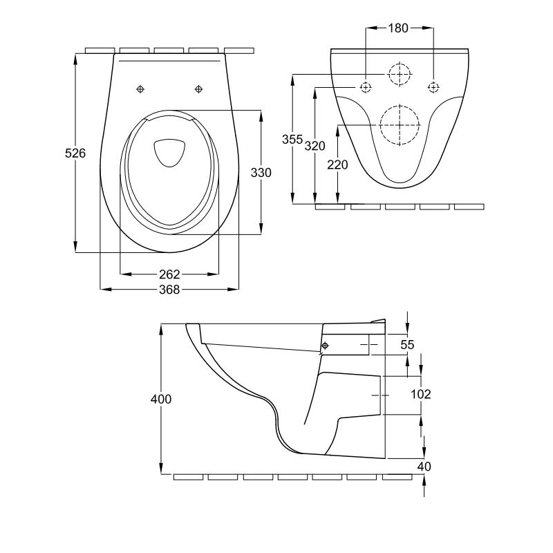 VIGOUR Wand-Tiefspül-WC Set One, spülrandlos, inkl. WC-Sitz mit Absenkautomatik und Montage-Set - Bild 4