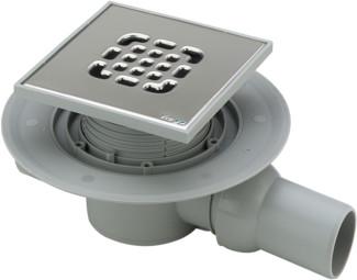Viega Badablauf 40x50mm 4935.2 grau mit Edelstahlrost 557140 - Bild 1