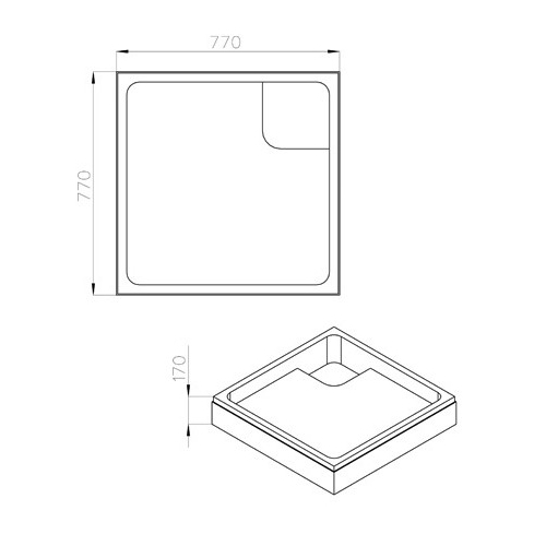 Duschwannenträger 77x77x17cm, für Duschwanne 80x80x6,5 cm quadratisch extraflach - Bild 2
