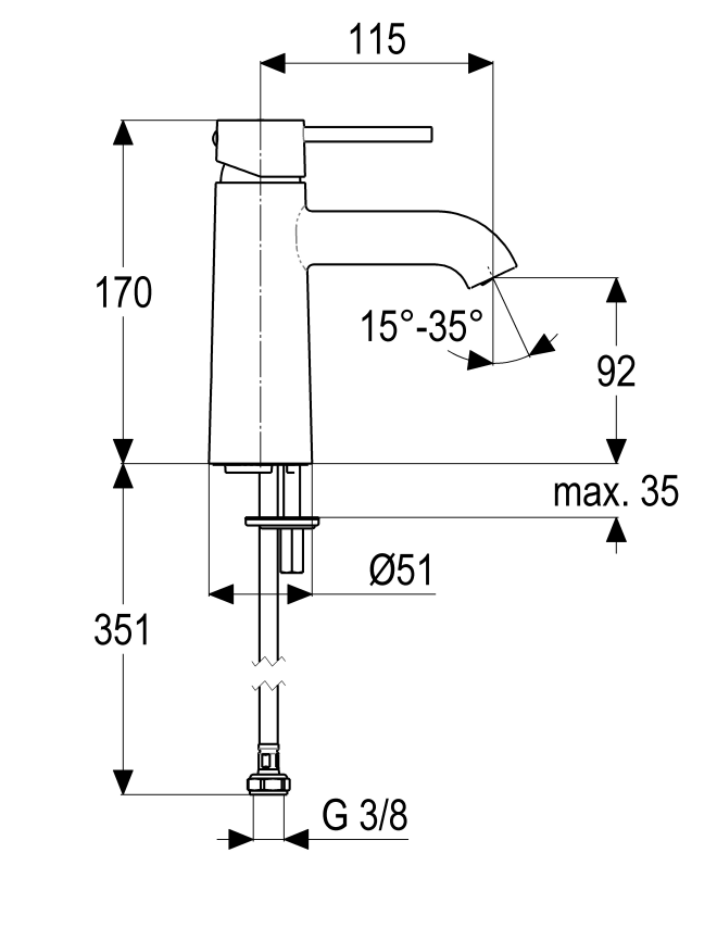 VIGOUR individual Waschtischbatterie GRACE ohne Ablaufgarnitur verchromt  - Bild 2