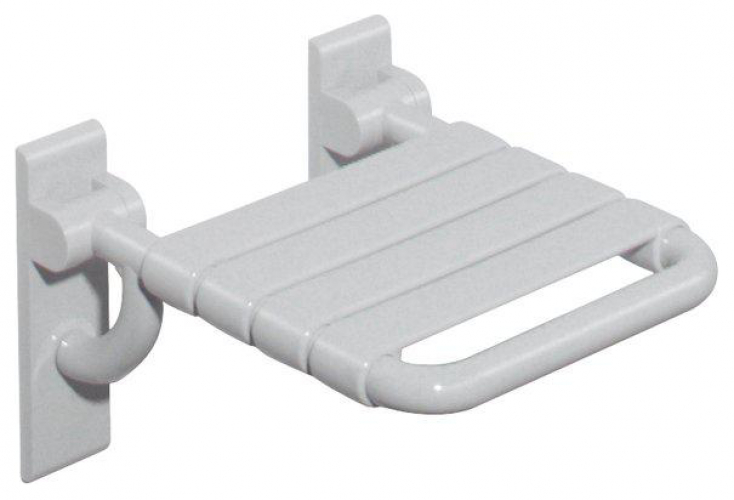 HEWI Serie 801 Klappsitz mit Gabelgelenk B 345 mm 408 mm reinweiß 801.51.200.99 - Bild 1