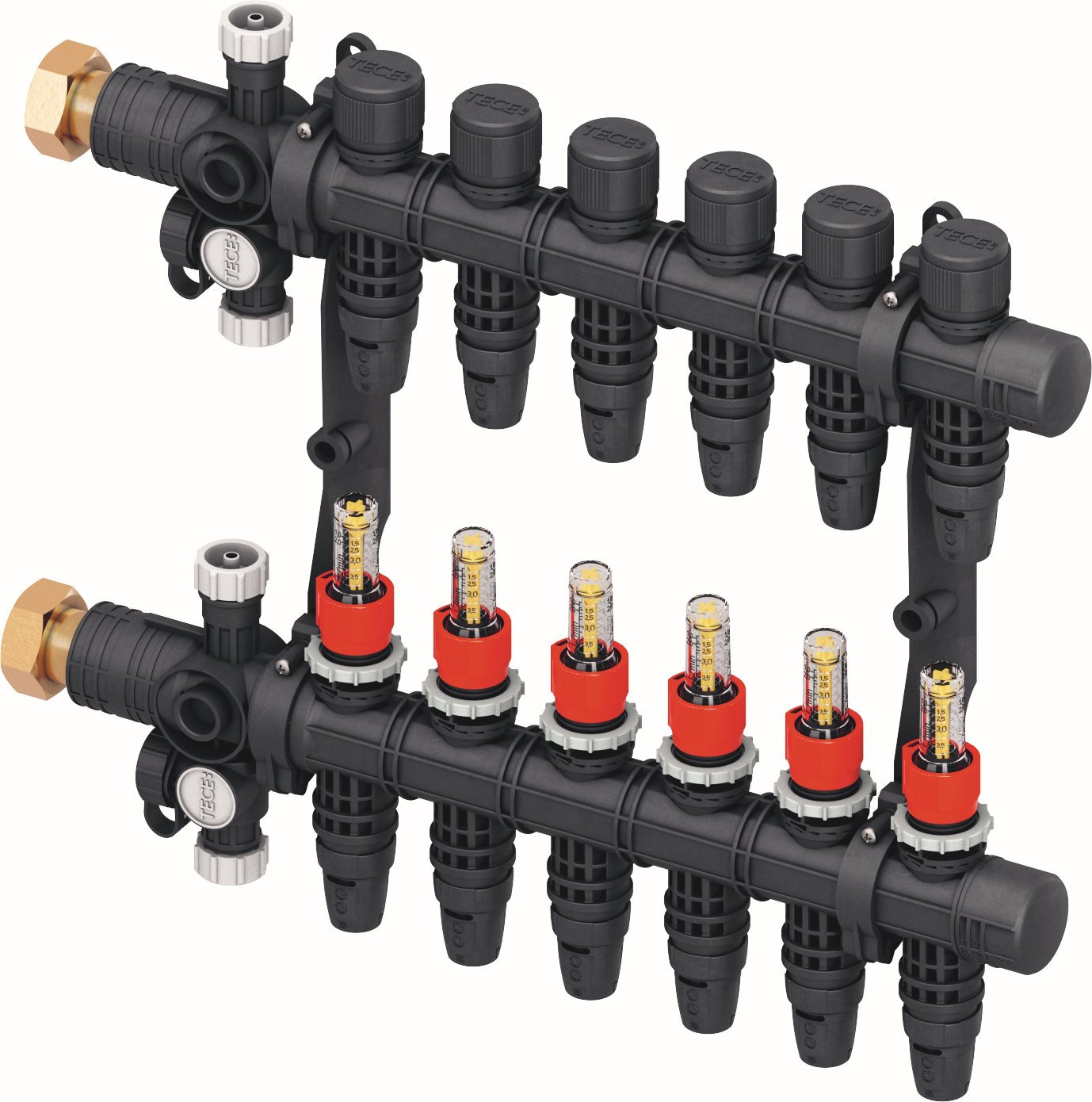 TECEfloor Komfort Heizkreisverteiler mit DFA, Typ TECElogo-Push, 5 Heizkreise 77311305 - Bild 1