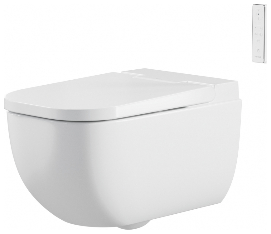 VIGOUR derby AQUAWASH Dusch-Wand-WC weiss komplett spülrandlos, für UP-Spülkasten - Bild 2