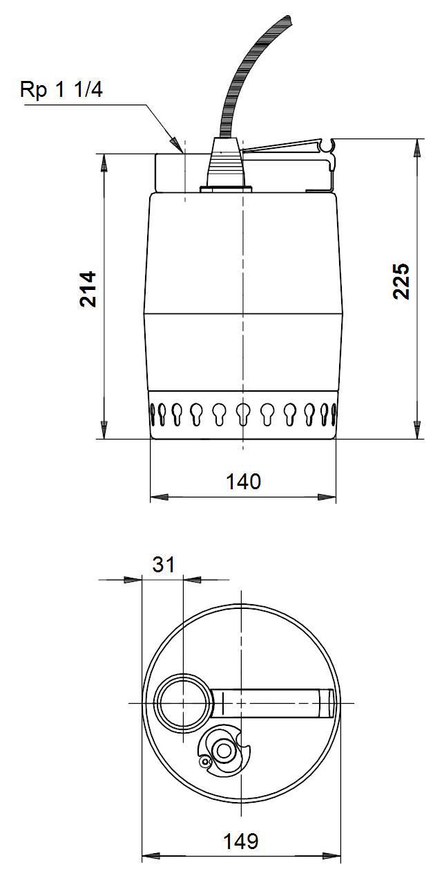 Grundfos Unilift Kellerentwässerungspumpe KP150-M1, 11/4'' FH 5,5m, ohne Schwimmerschalter 011H1300 - Bild 2