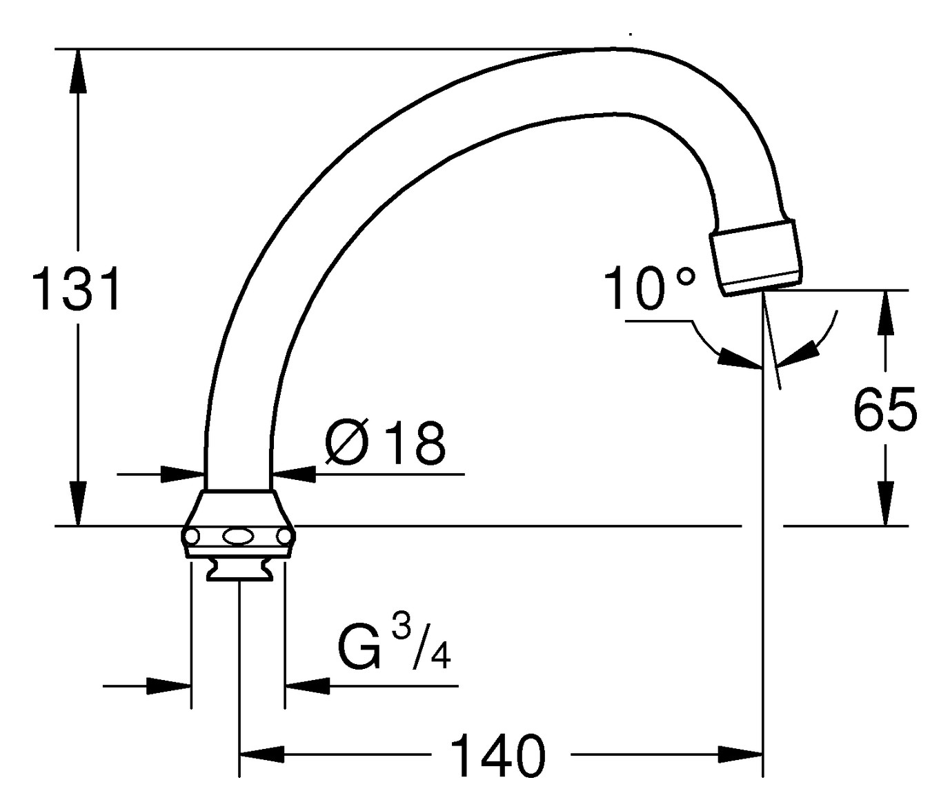 GROHE Rohrauslauf Ausladung 140mm schwenkbar 13071000 - Bild 3
